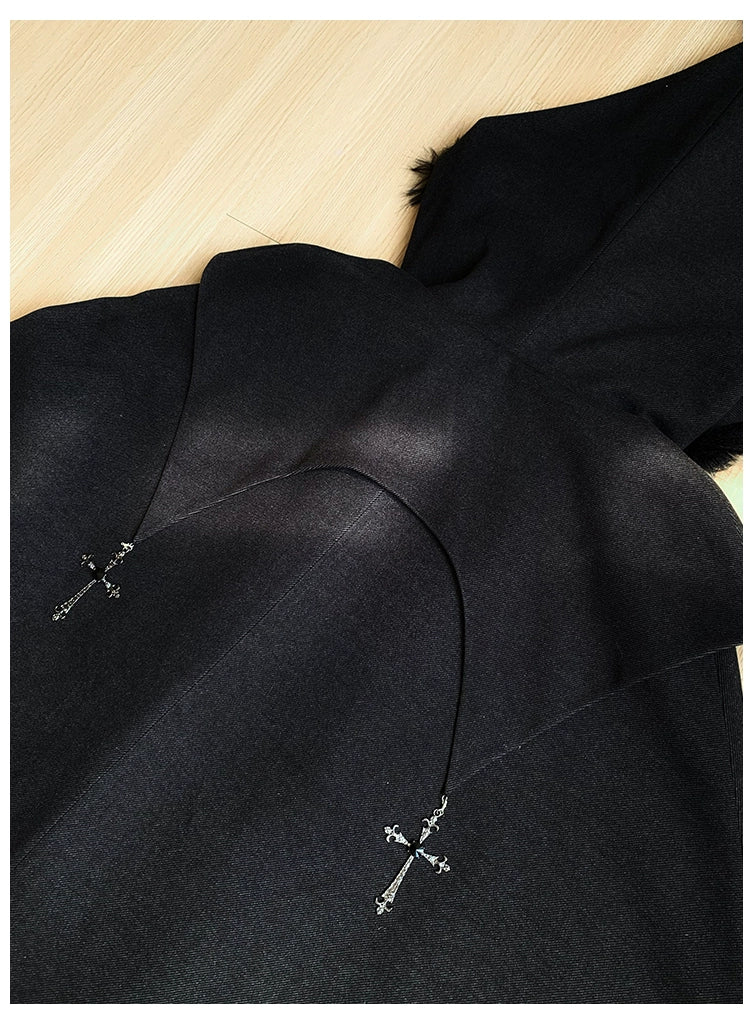 With PUJI - Letter and Poetry · Raven's Night Song - Gothic Lolita Black Cloak 43908:788670