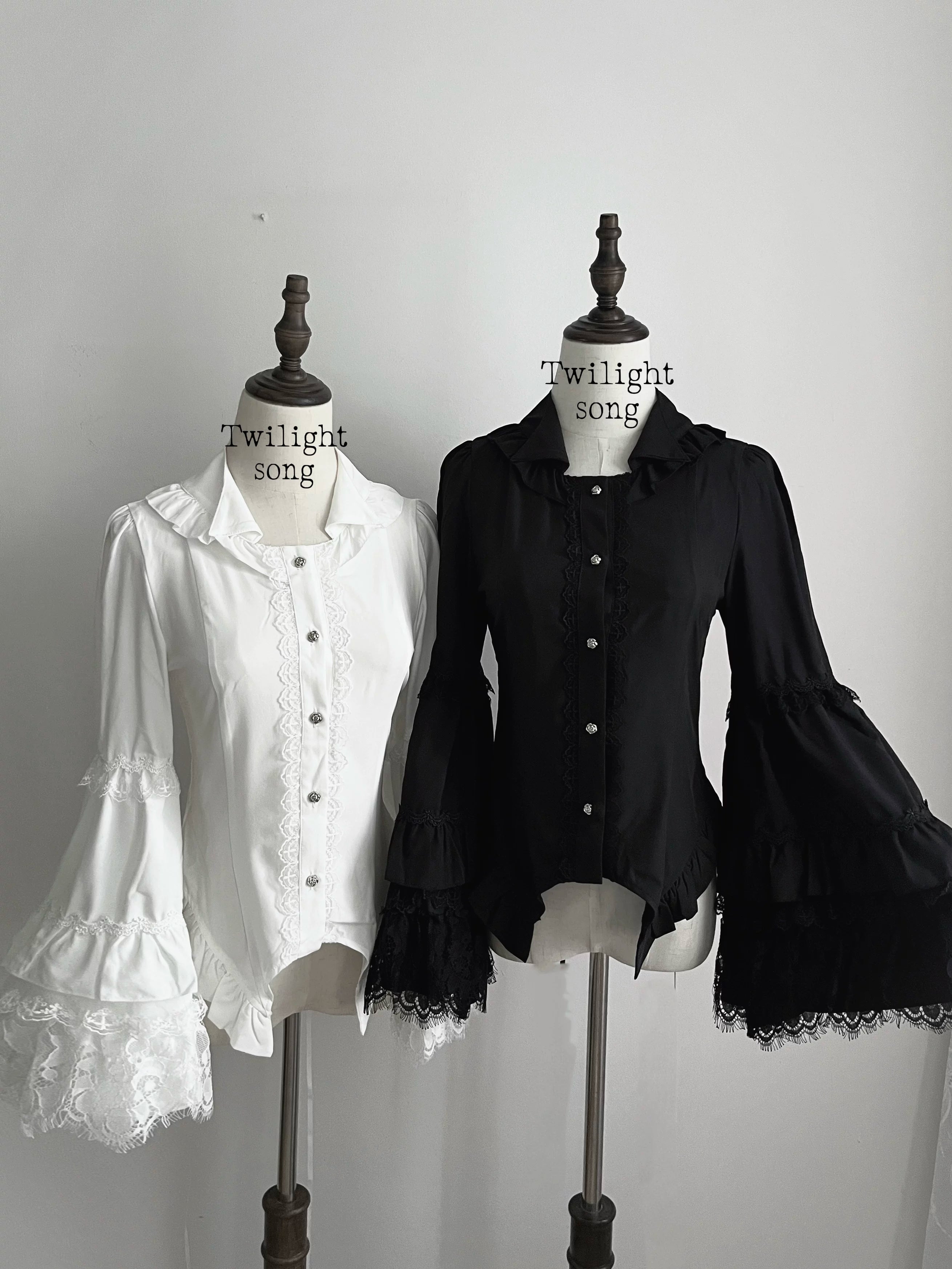 Gothic Lolita Hime Sleeve Blouse with Small Lapel 45885:866343