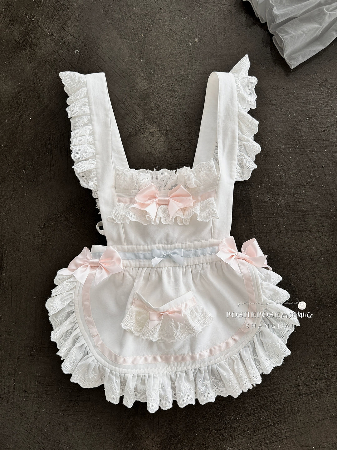 POSHEPOSE~Maid Bunny~Gorgeous Sweet Lolita OP Dress with Detachable Sleeves and Apron 41664:720640