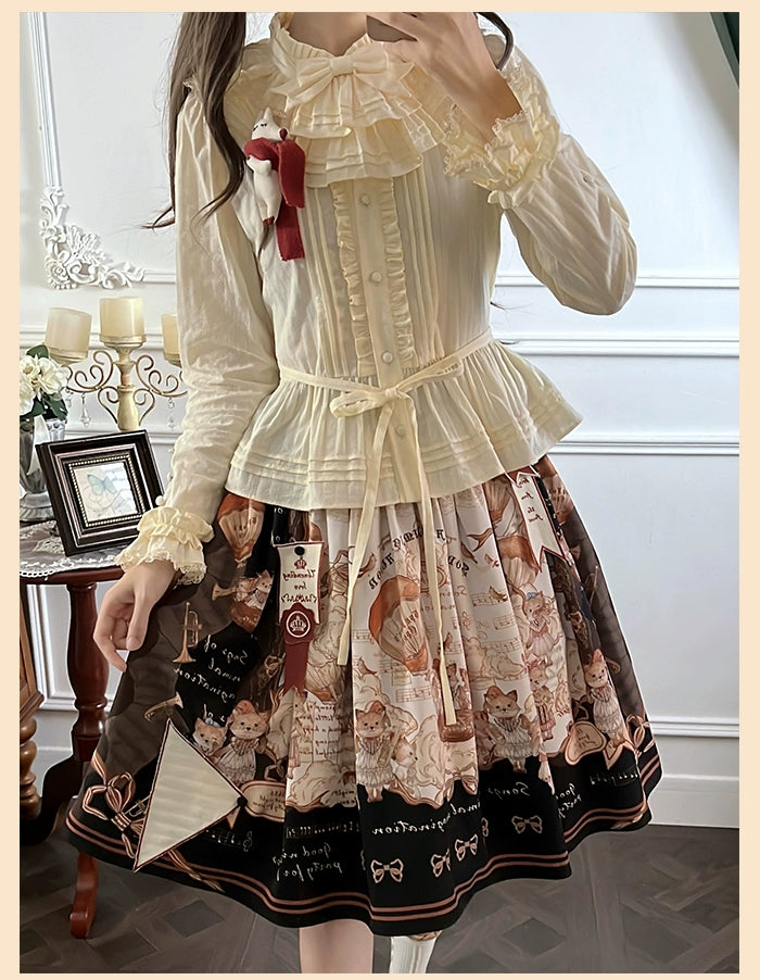 Alice Girl~Fox Band~Sweet Lolita Shirt with Bow Jabot