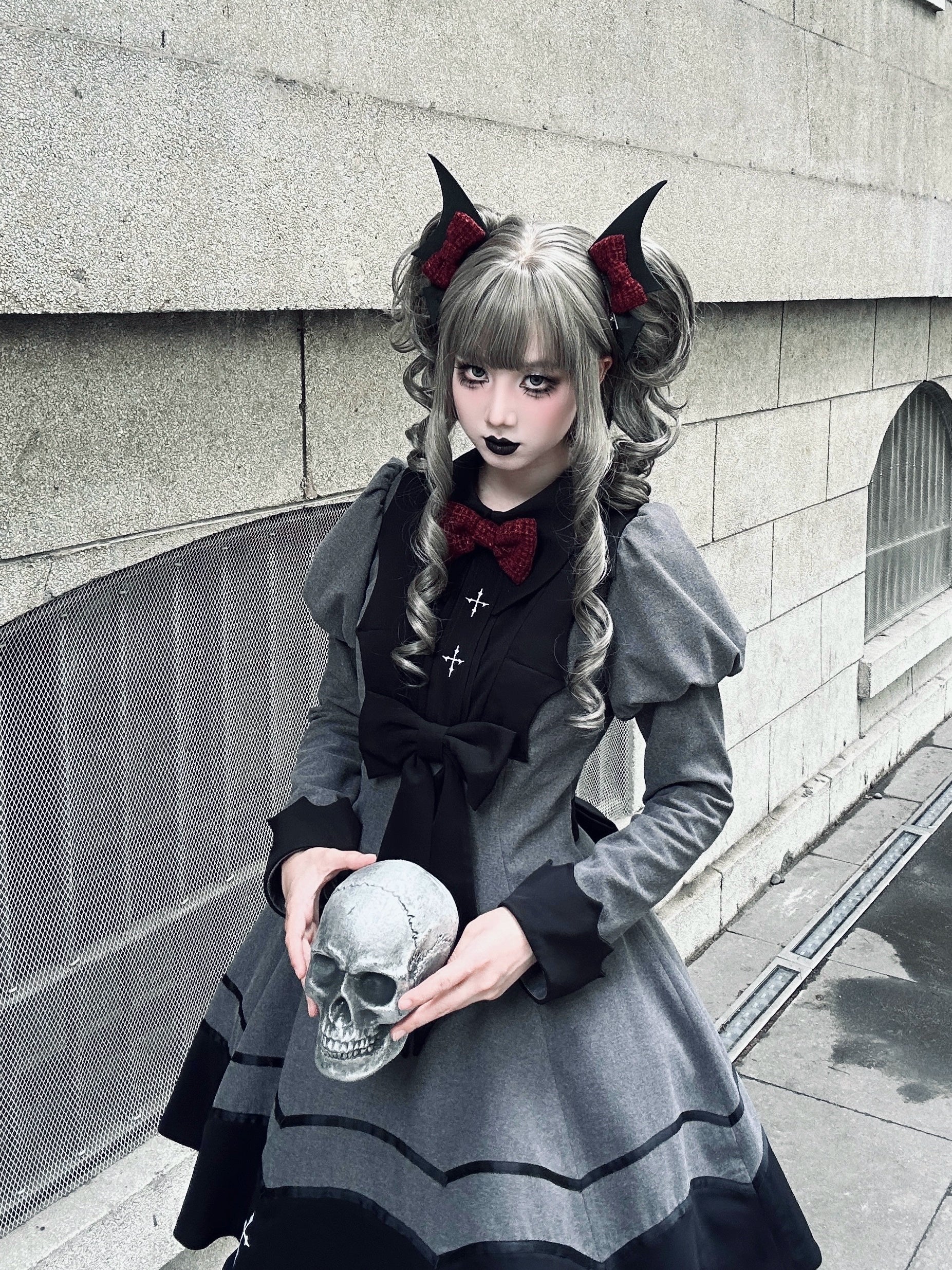 Polaris Lolita - Vampire Princess - Bat-Inspired Halloween Gothic Lolita OP Dress 43386:774875