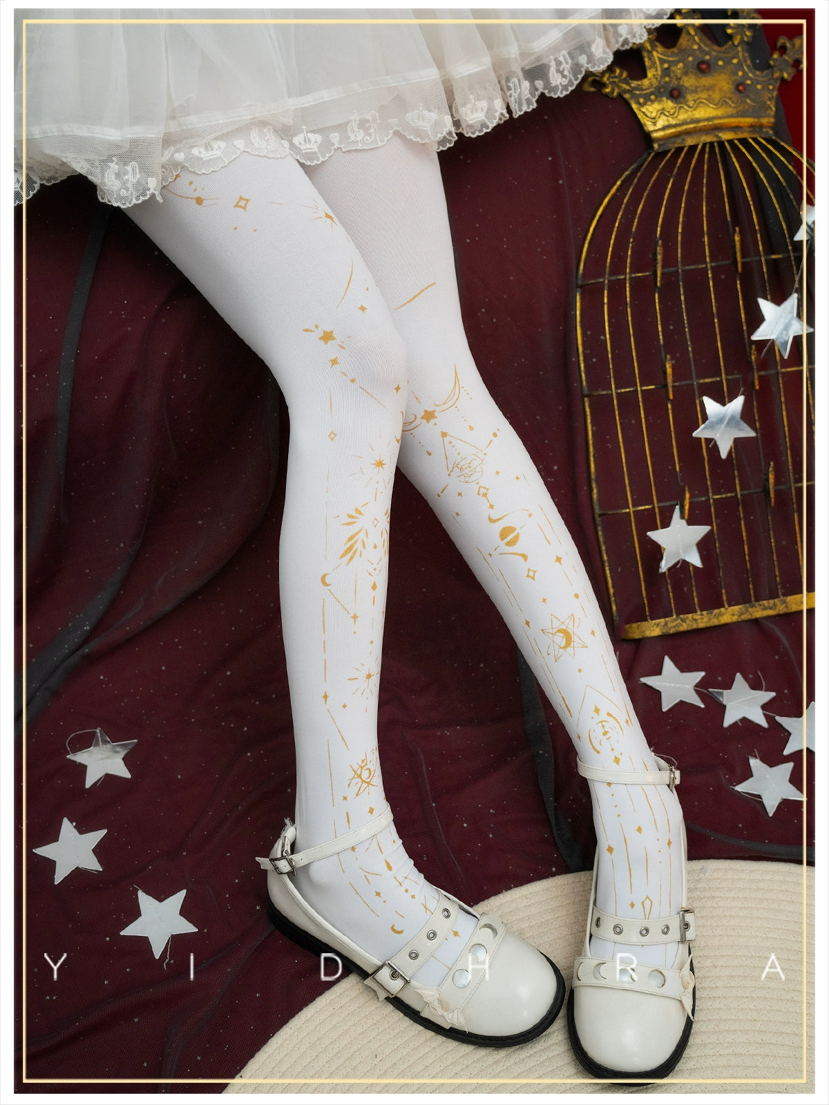Yidhra - Starry Sky - 12D Velvet Gothic Lolita Pantyhose with Skin-Colored Tights