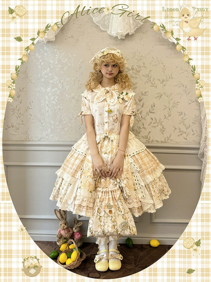 Alice Girl~Lemon Rabbit~Kawaii Doll Lolita Shirt Rabbit Ear Doll Collar Shirt   