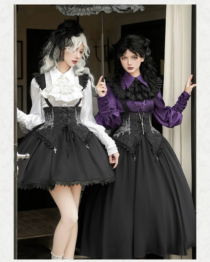 With PUJI~Thorny Night~Gothic Lolita Bust-supporting Skirt With Removable&Adjustable Strap