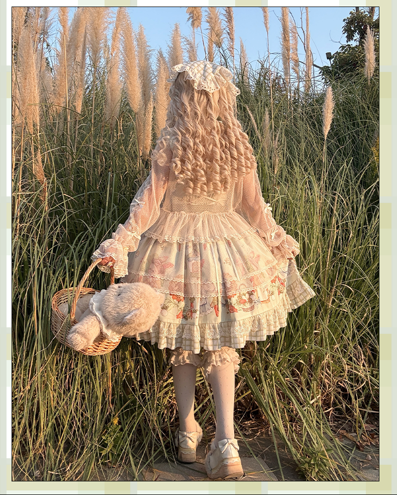 Bunny Harvest Season - Country Lolita Peter Pan Collar OP, Bunny Print JSK 44533:811862