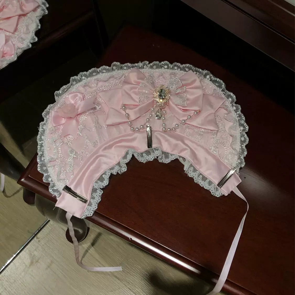 Drapery Poem - Sweet Wedding Lolita JSK Dress, Long Tiered Skirt Pink - JSK + BNT (without choker) S