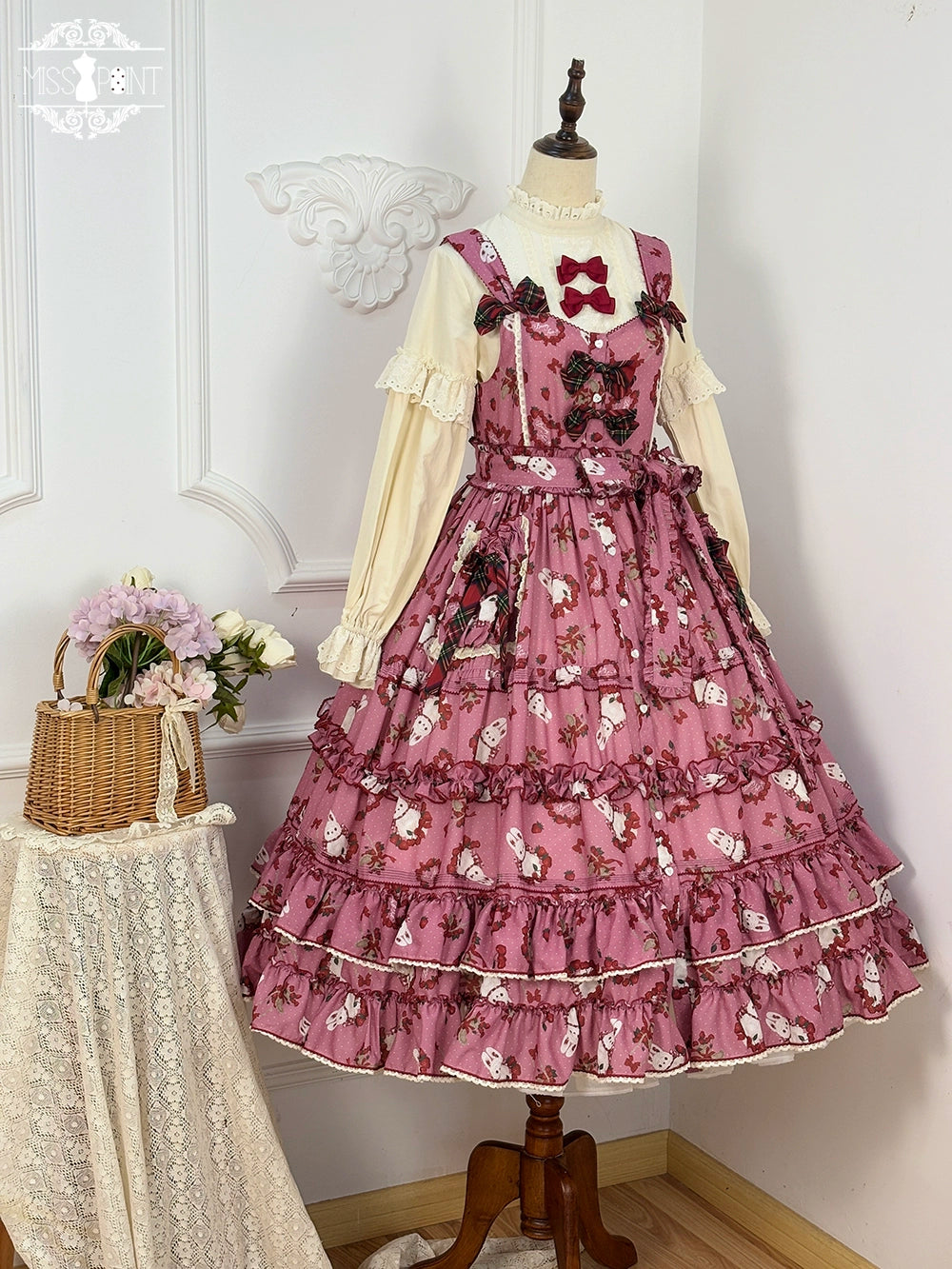 Miss Point - Forest Berry Bunny - Sweet Lolita JSK Elegant Bunny Print Dress 41972:720932