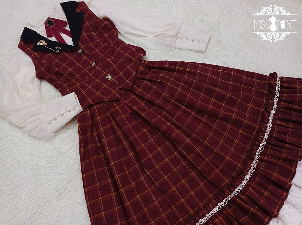 (BFM)Miss Point~Rose~Elegant Lolita Pliad Print Vest Customized 2XL burgundy grid (2XL) 32510:385430