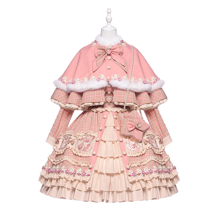 Youpairui~Helford~Sweet Coordinated Lolita Suit Pink Plaid Lolita SK Set   