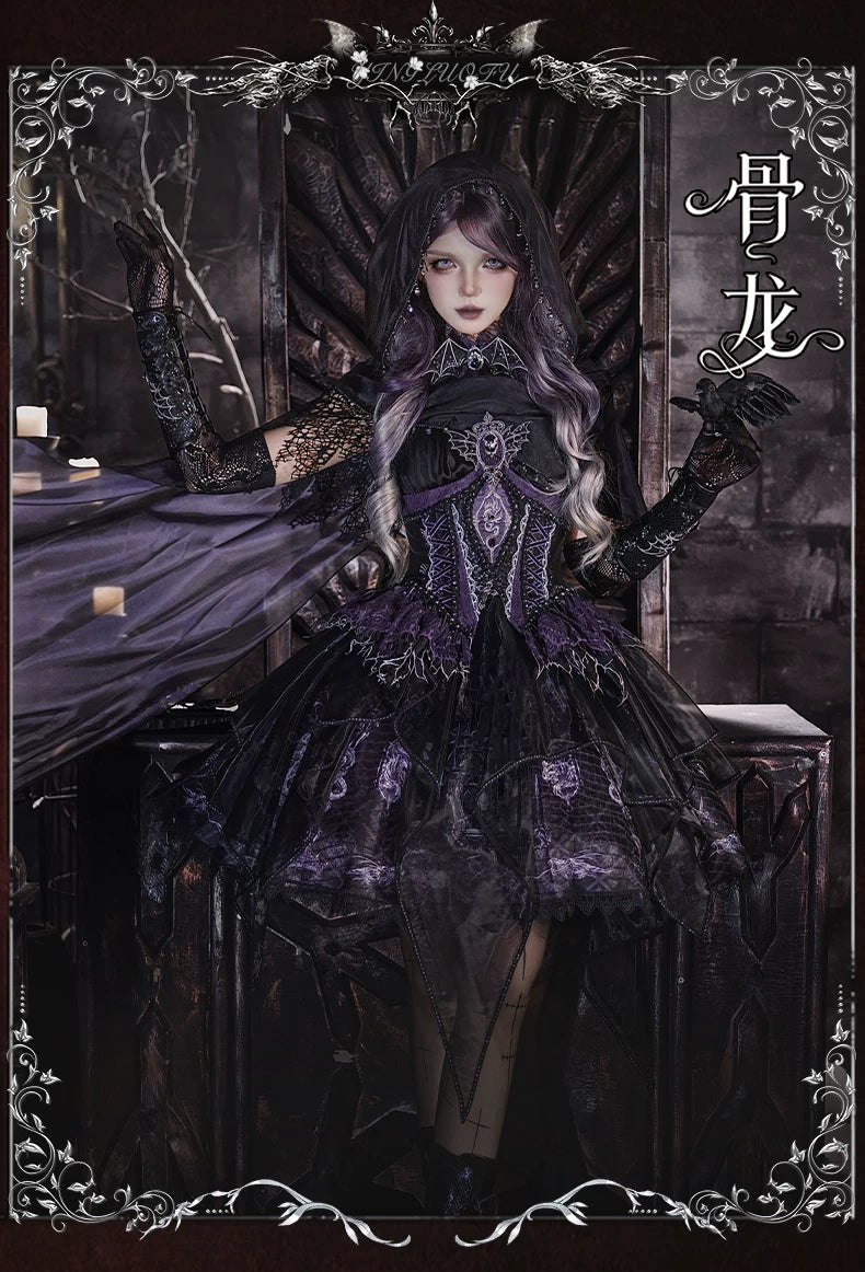 Bone Dragon - Gothic Lolita Corset JSK Dress Set with Embroidery 45654:856826