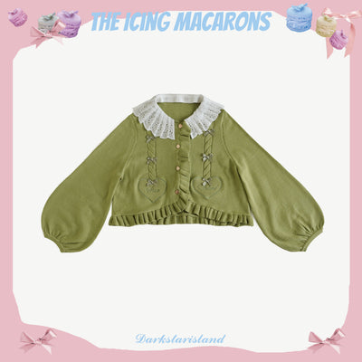 (BFM)Dark Star Island~Sugar Frost~Sweet Lolita Cardigan Knit Embroidered Sweater free size light pea green 