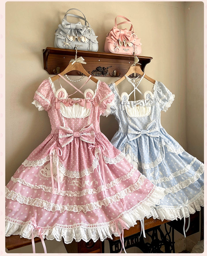 Mademoiselle Pearl~Bow Rabbit~IP Collab Sweet Lolita OP in Multiple Styles 43054:763738