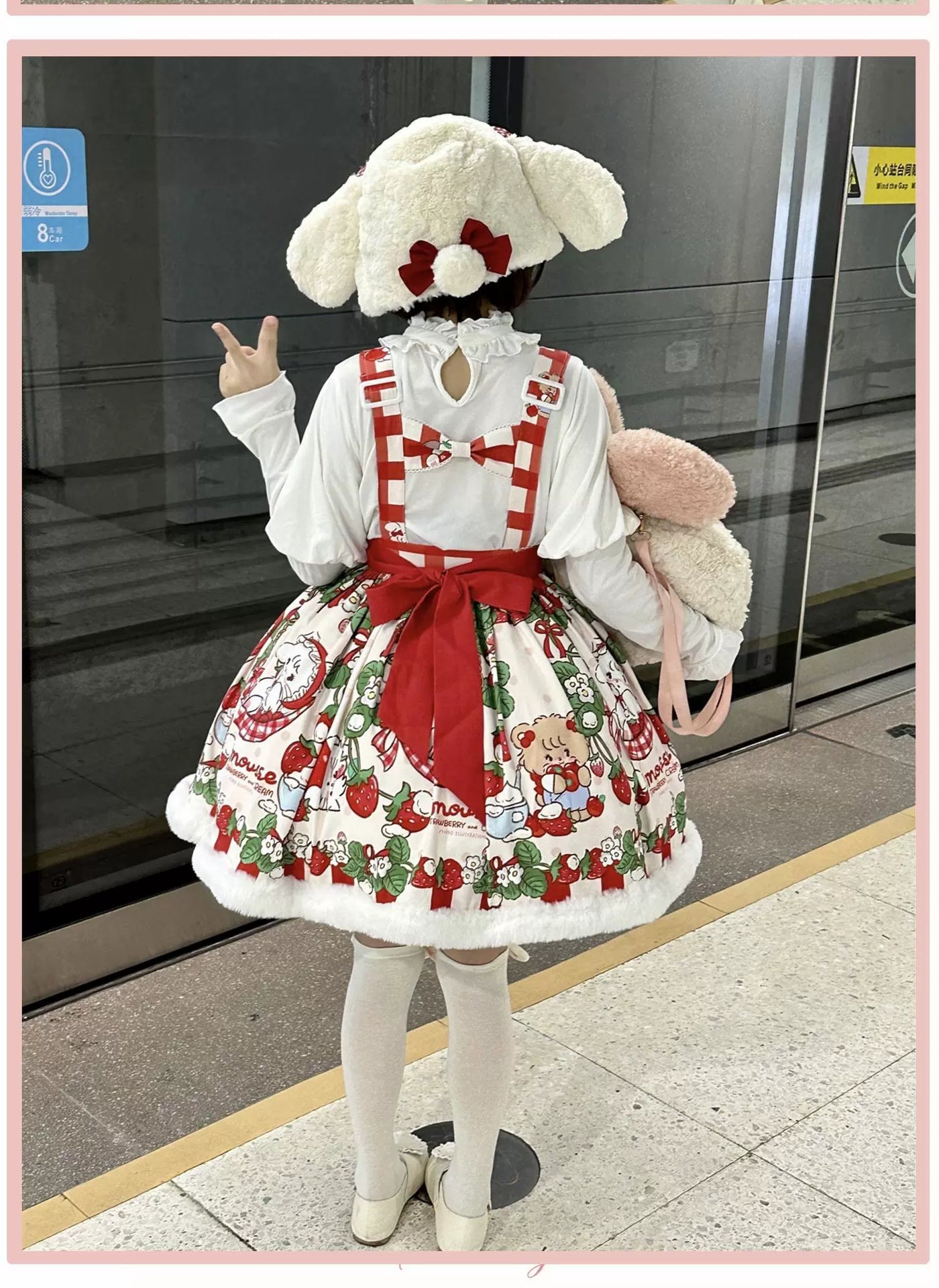 Doll Tea Party~Strawberry Garden~Sweet Christmas Doll Lolita Salopette Dress   