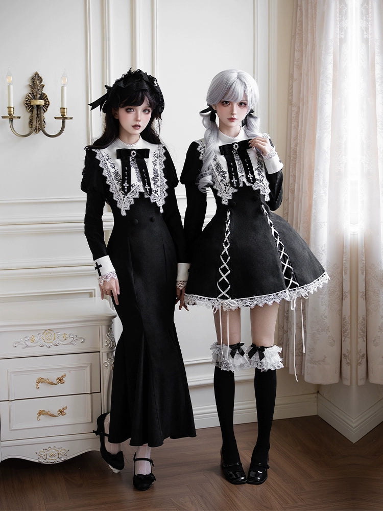 With PUJI - Rose Doll - Gothic Lolita Short OP, Mermaid Dress 44301:803495
