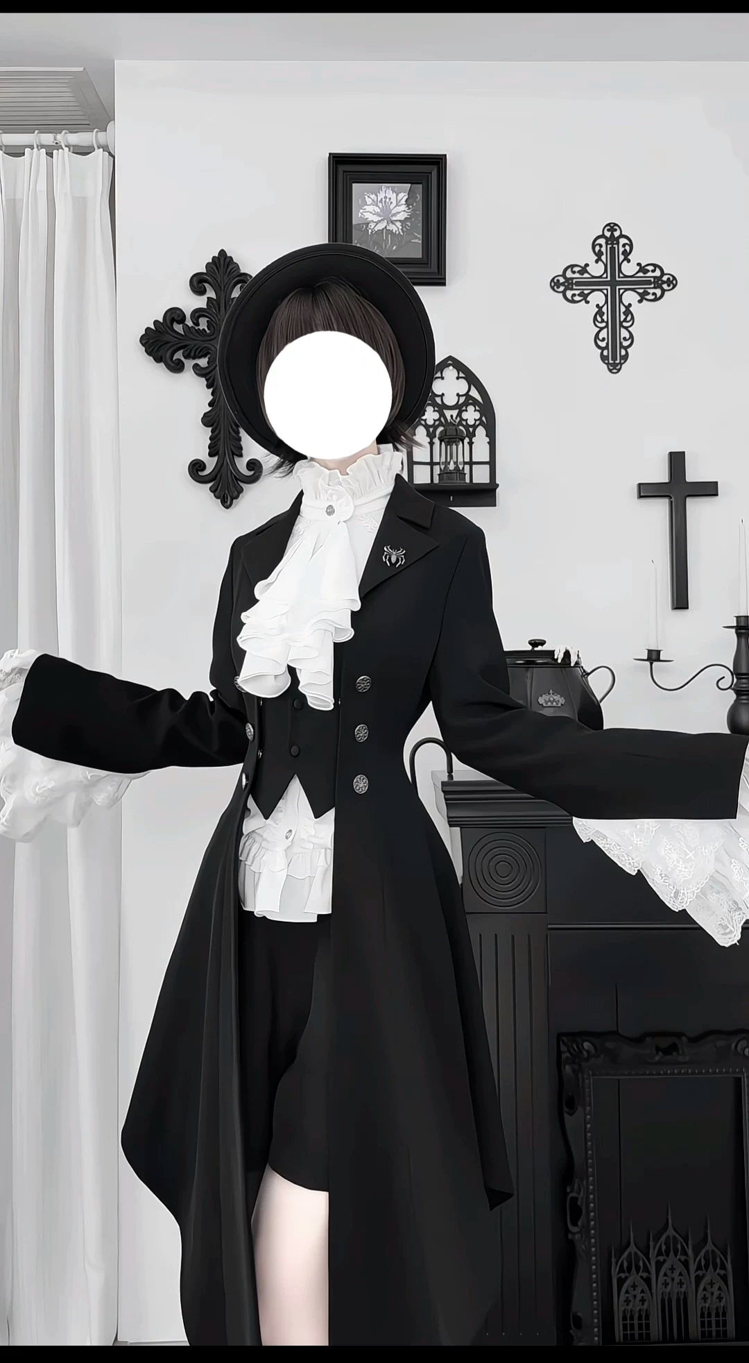 Eternal Night Butler - Gothic Lolita Coat & Blouse Set, Tailcoat Hem 46103:875257