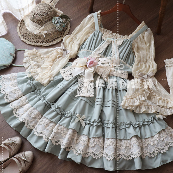 Qianmu~Vivian~Sweet Lolita JSK Doll Lolita Tiered Ruffles Dress