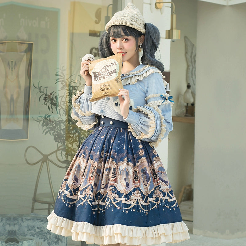 YingLuoFu - Winter Lolita Skirt Set - Starry Court Retro Palace SK Cloak