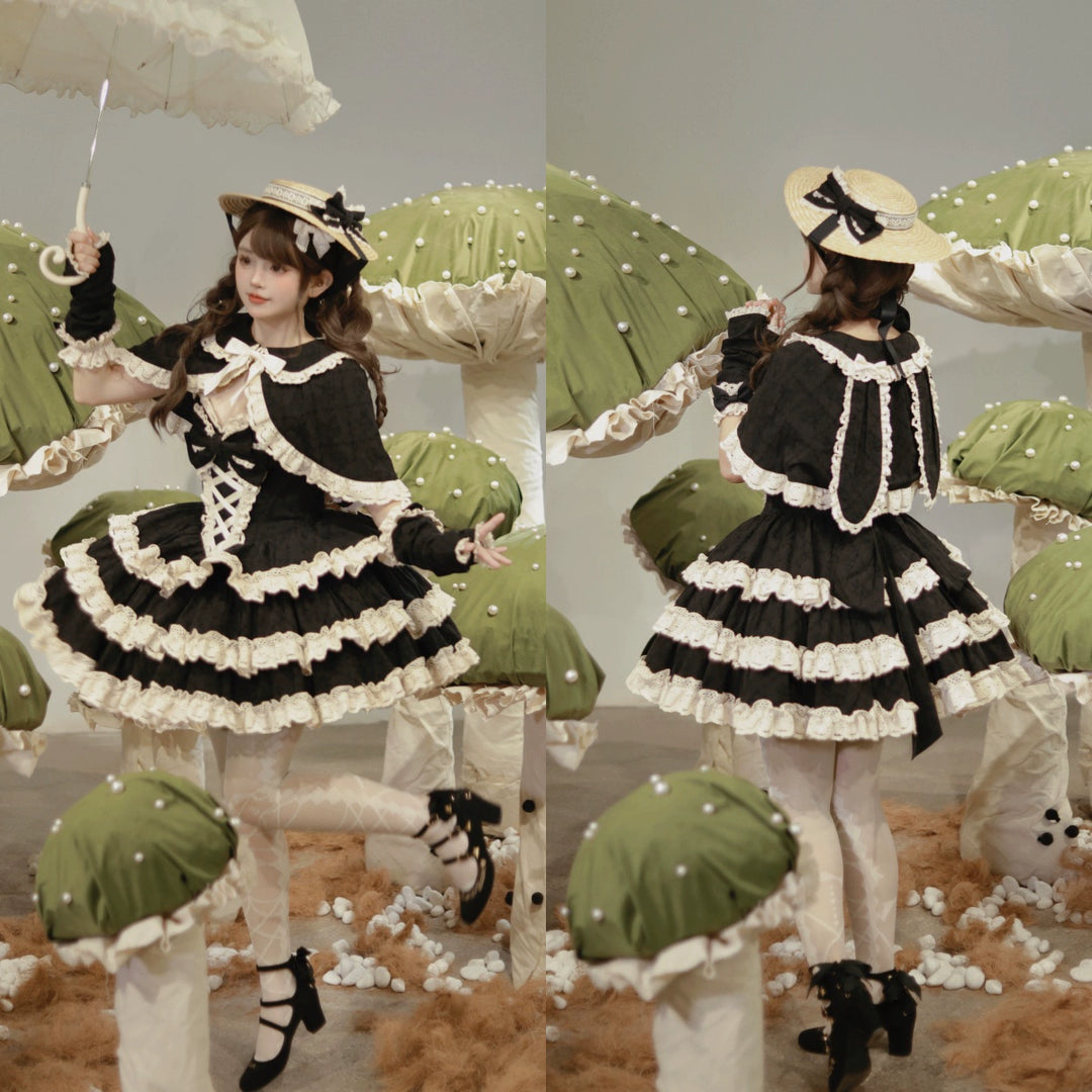 To Alice~Dear dolls~Old School Lolita Three-Tiered Suspender Dress Set   