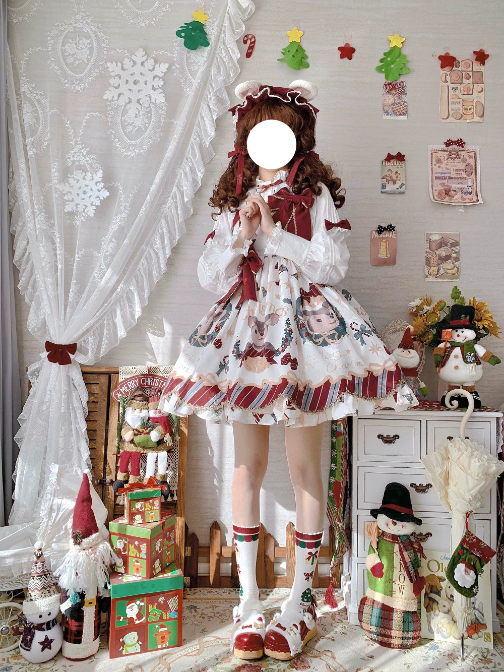 Frozen in time~Sweet Lolita Deer Print JSK for Christmas   