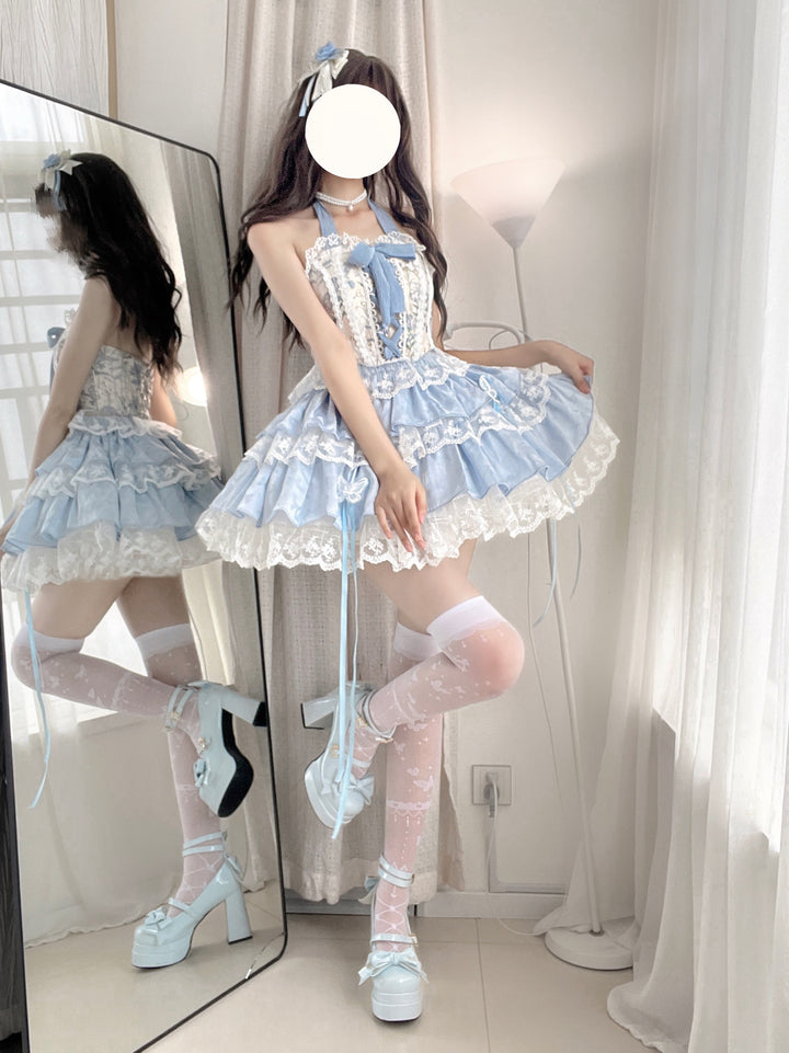 Qianmu~Endless Summer~Sweet Lolita Skirt Set with Ballet-Styled Bodice 42404:739173