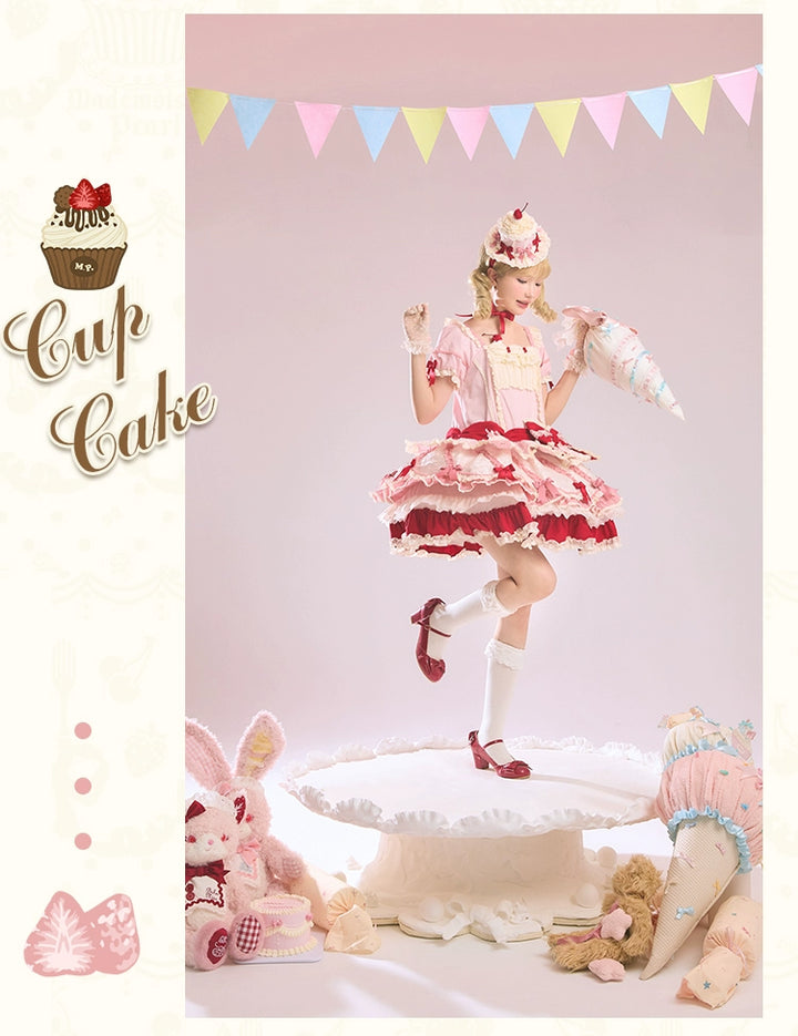 Mademoiselle Pearl~Cup Cake~Sweet Lolita OP Dress Kawaii Lolita JSK SK   