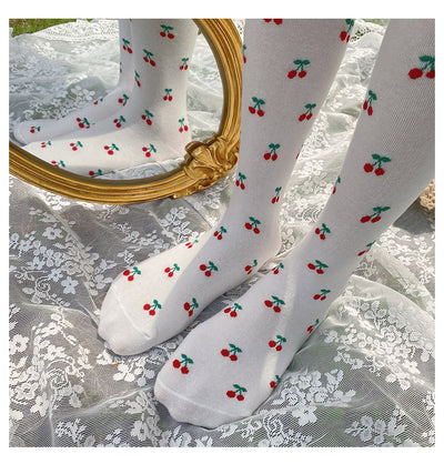 WAGUIR~Japanese Cute Cherry Cotton Printed Lolita Socks   