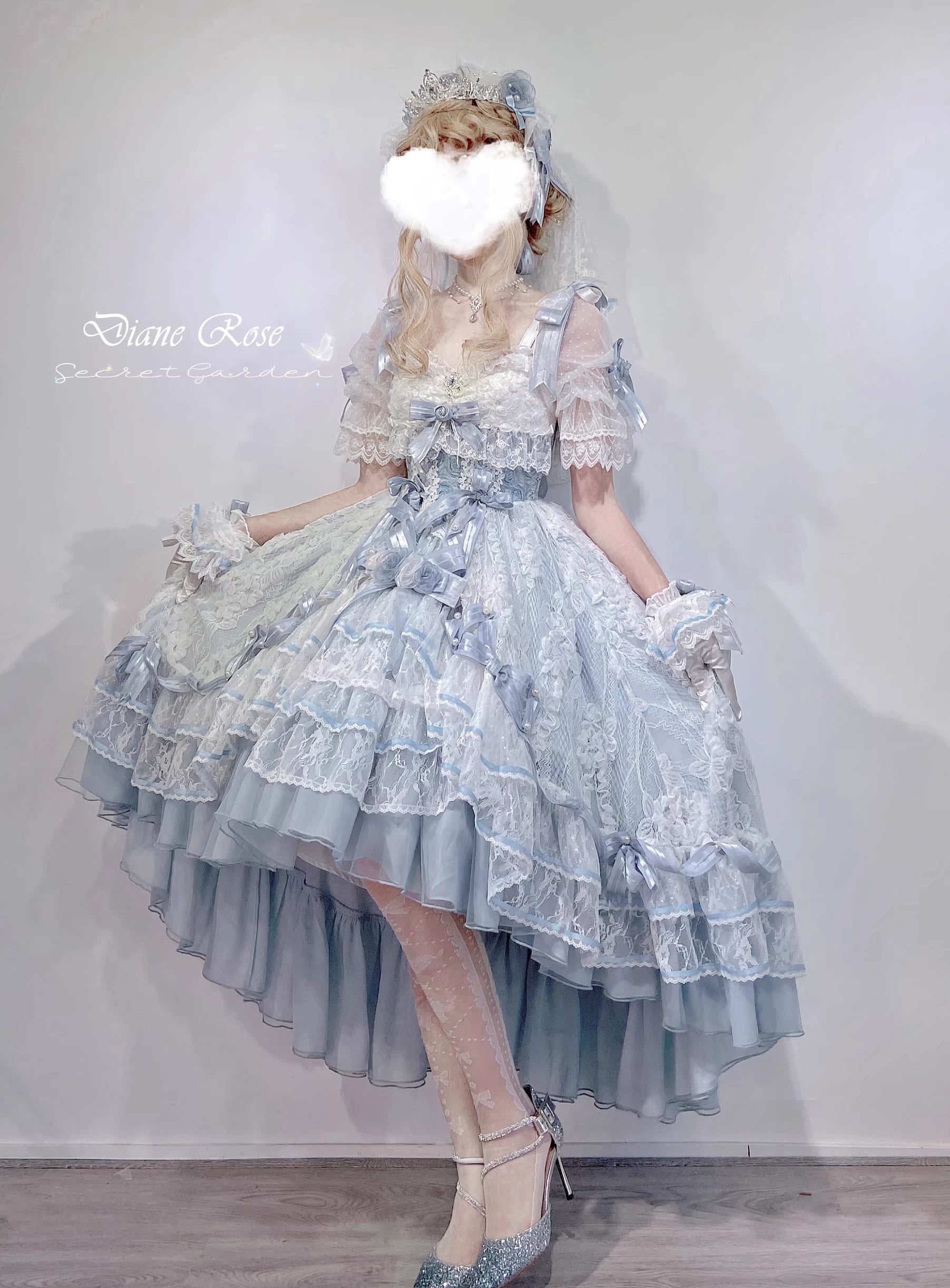 MieYe - Diana Rose - Bridal Lolita Dress Short Wedding OP with Accessories 41638:708698