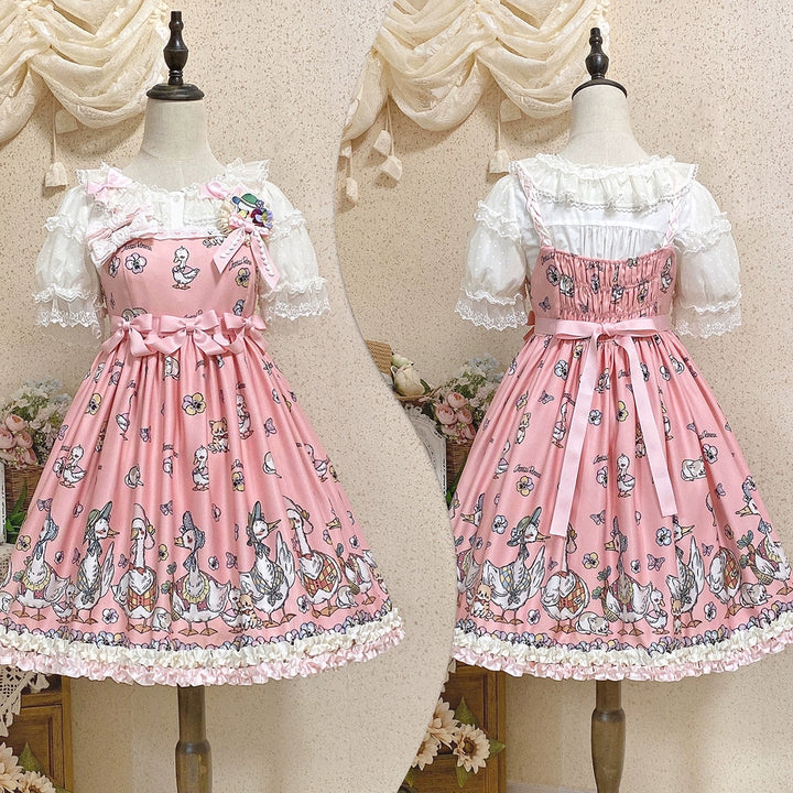 Chemical Romance~Hello Duck~Kawaii Lolita JSK Duck Print Lolita Dress S Pink print 