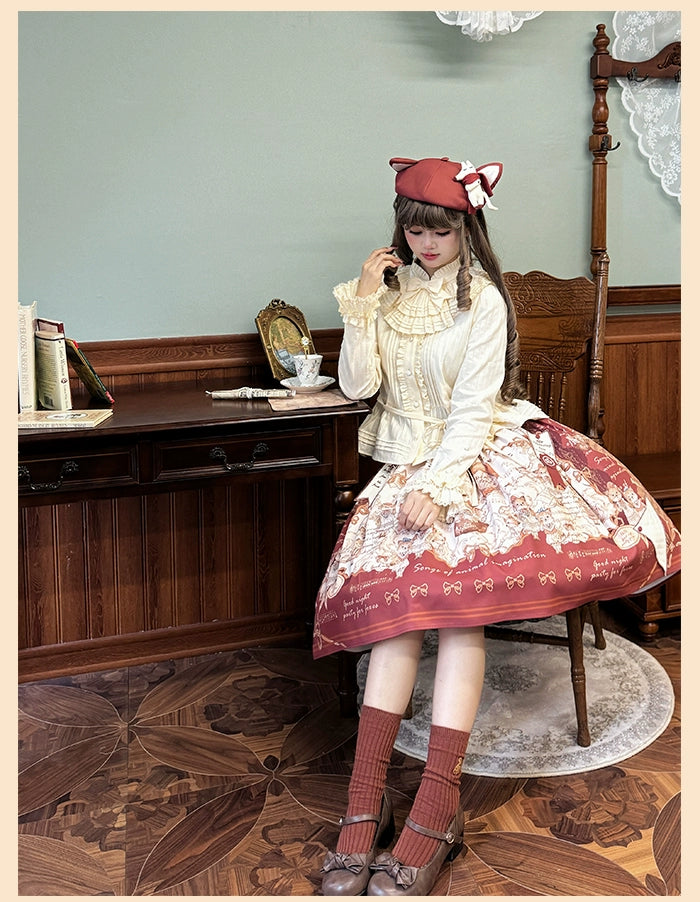 Alice Girl~Fox Band~Sweet Lolita Skirt Picture Book Style Dress