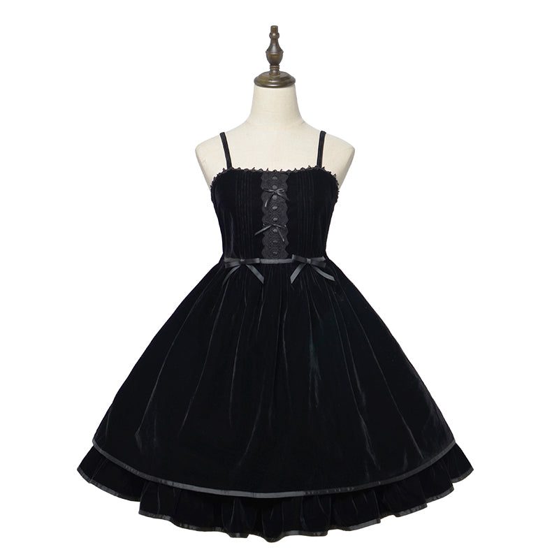 Magic Tea Party - Irene Series Lolita JSK Dailywear Dress In-stock S velvet JSK-black