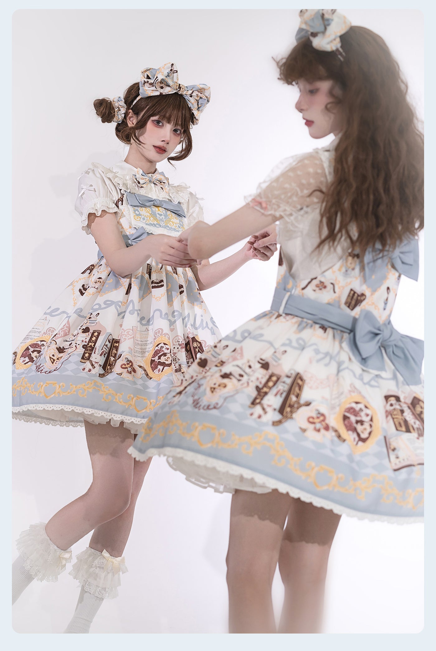 GD Lolita~Alice Rabbit~Kawaii Lolita Rabbit Print Blue Dress   