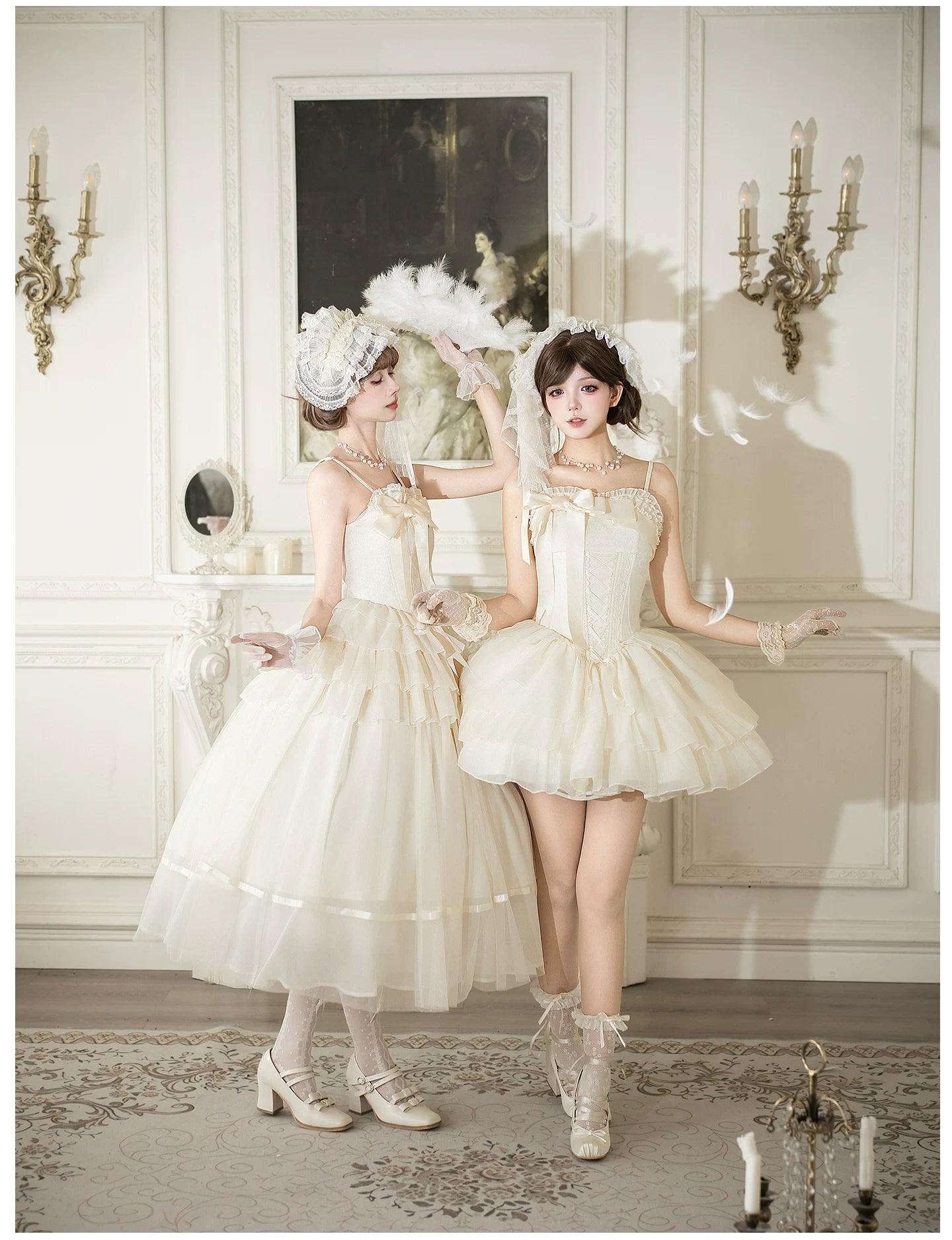 MistKiss Lily - Classic Lolita Tiered Hem JSK Dress, Fishbone Waist 45318:853815