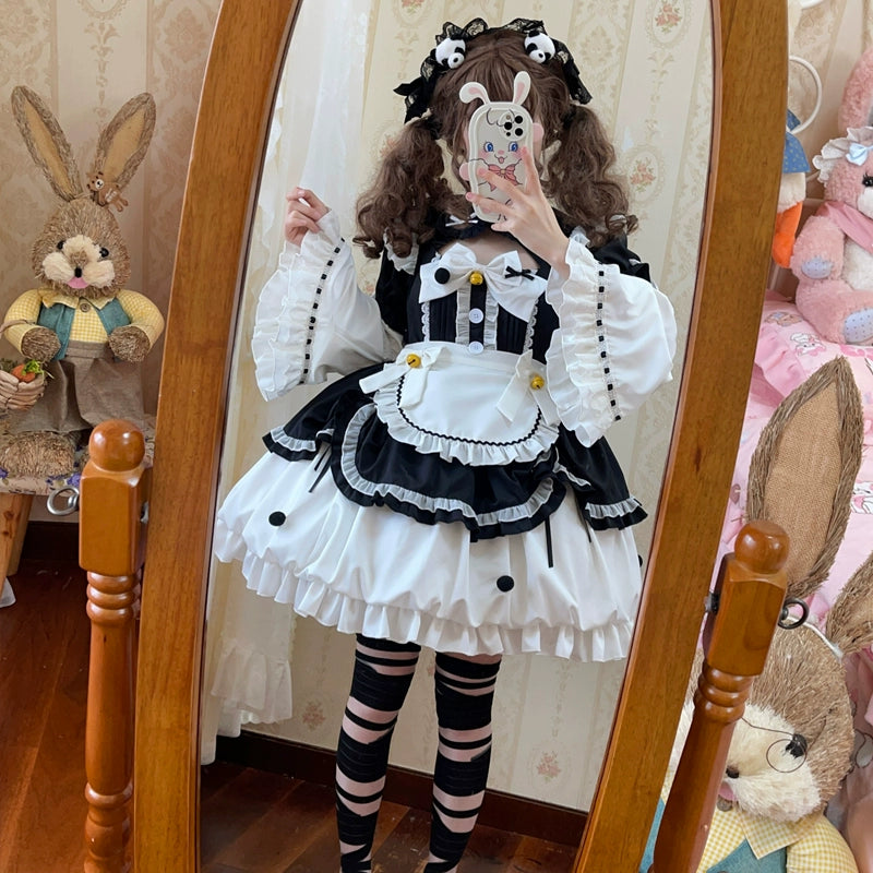Hanguliang - Cute Maid Lolita Apron OP Dress