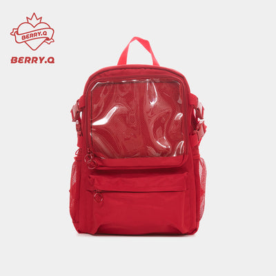 BerryQ~Back Pain~16-inch Shoulder Backpack Nylon Schoolbag Red  