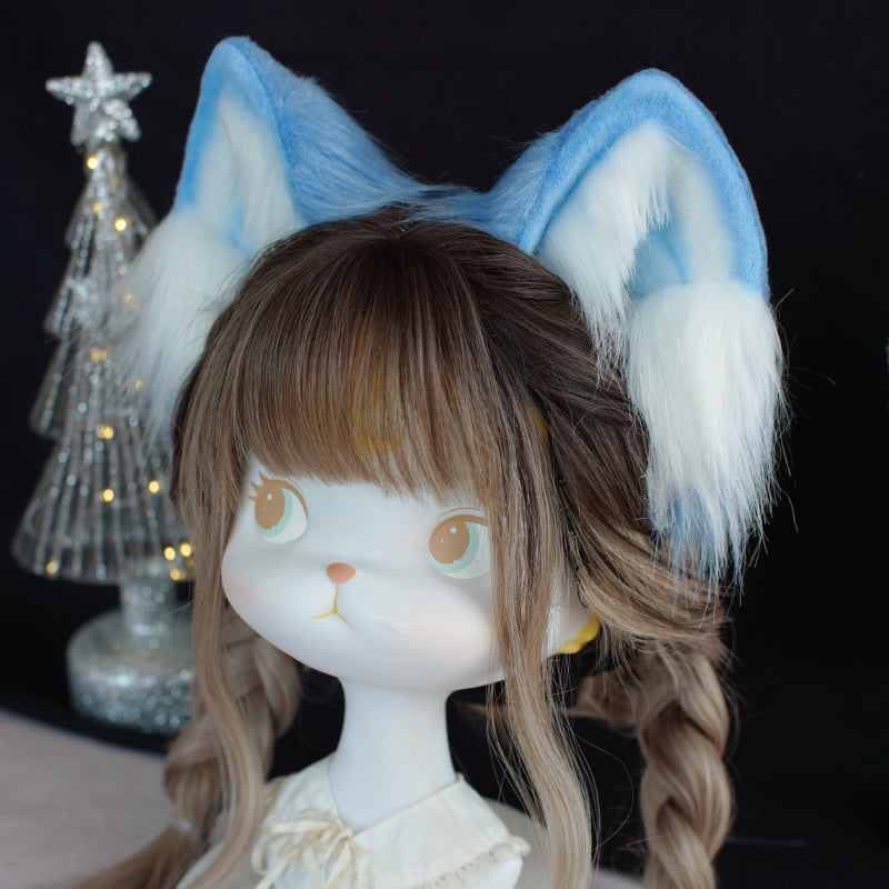 Meow Three Times~Sweet Lolita Accessory Cat Ear Headband blue  