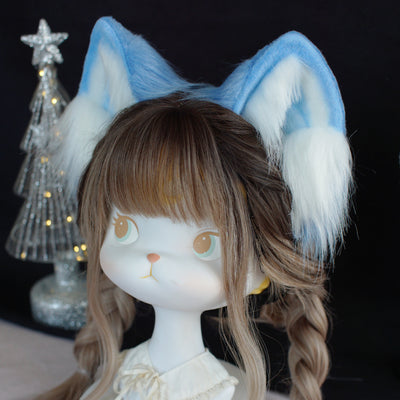 Meow Three Times~Sweet Lolita Accessory Cat Ear Headband blue  