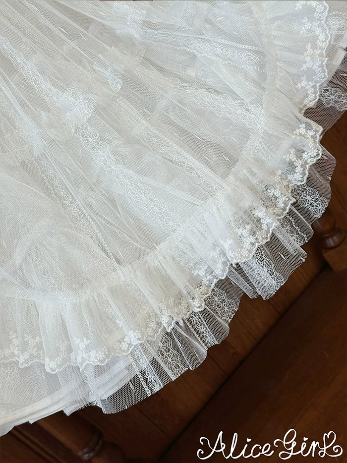 Alice Girl~Elegant Lolita Embroidered Apron with Adjustable Strap 42988:761095