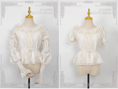 Balladeer~Chiffon Lolita Shirt Detachable Lotus Sleeve Blouse   