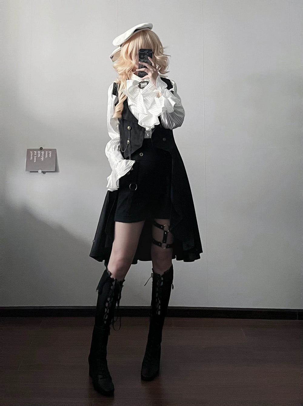 Gazing Galactic~Moonstone~Ouji Lolita Black Vest Prince Long Trailing Vest S Black 