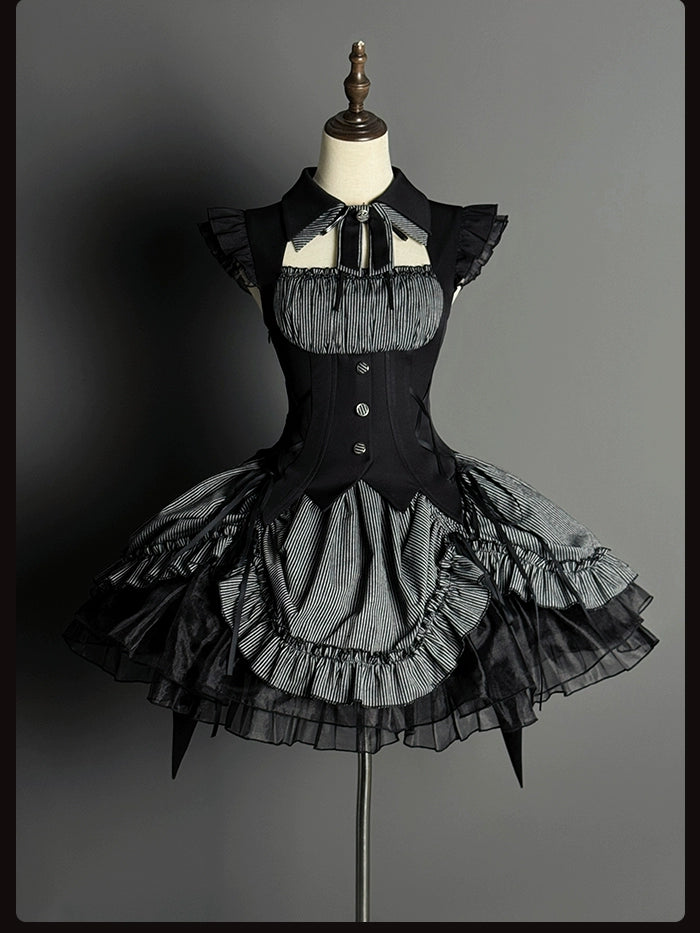 Alice Girl~Lolita Potion~Gothic Lolita JSK Halloween Sleeveless Lolita Dress Gray XS