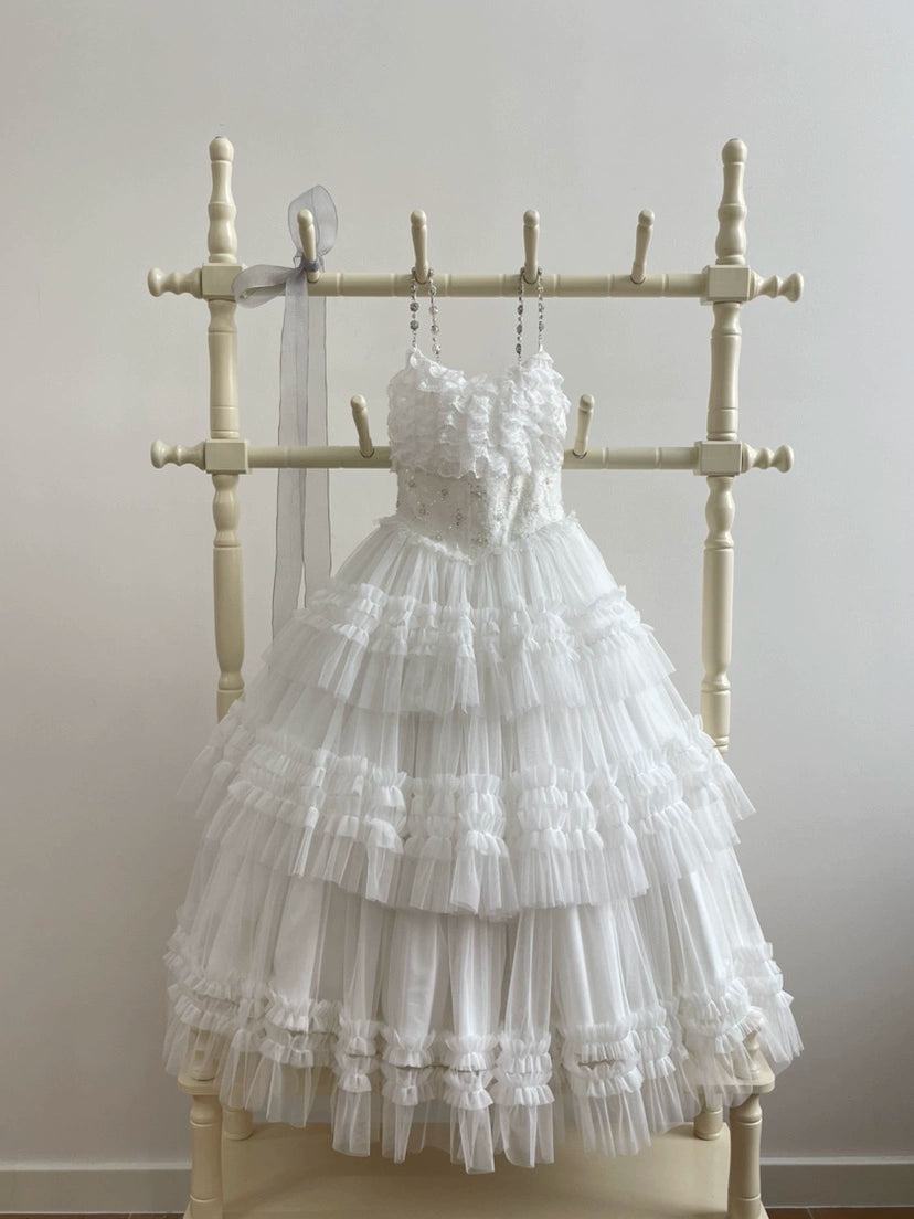 Sara Bell~Hailey~Elegant Lolita JSK Dress with Large Tiered Voile Hem 43090:765166