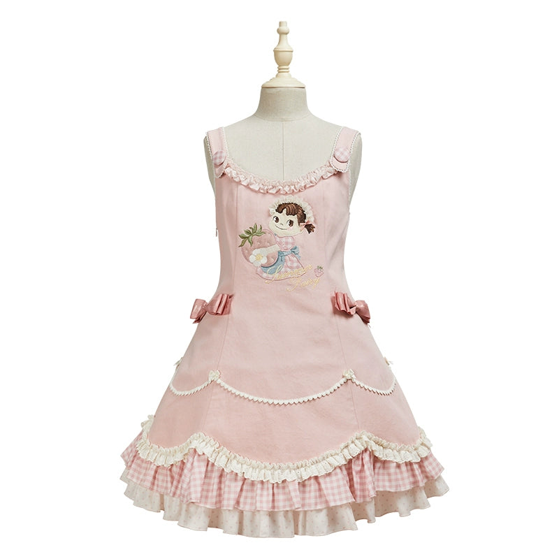 Summer Fairy~IP Collab Kawaii Lolita Dresses OP Home Wear Salopette Cardigan SK XS Salopette - pink 