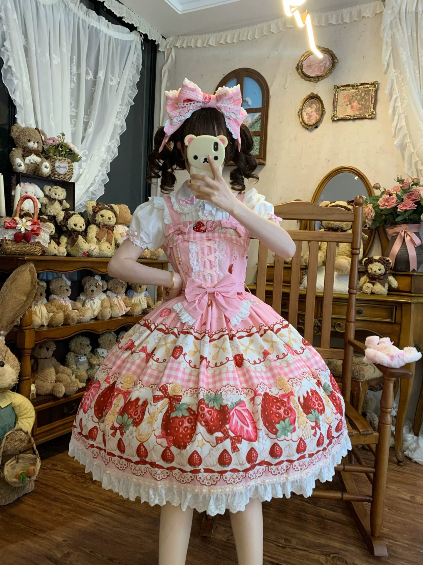 Plaid Strawberry Jam - Sweet Lolita Strawberry Printed JSK Dress 45545:852978