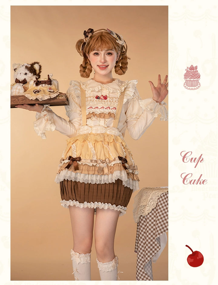 Mademoiselle Pearl~Cup Cake~Sweet Lolita OP Dress Kawaii Lolita JSK SK   