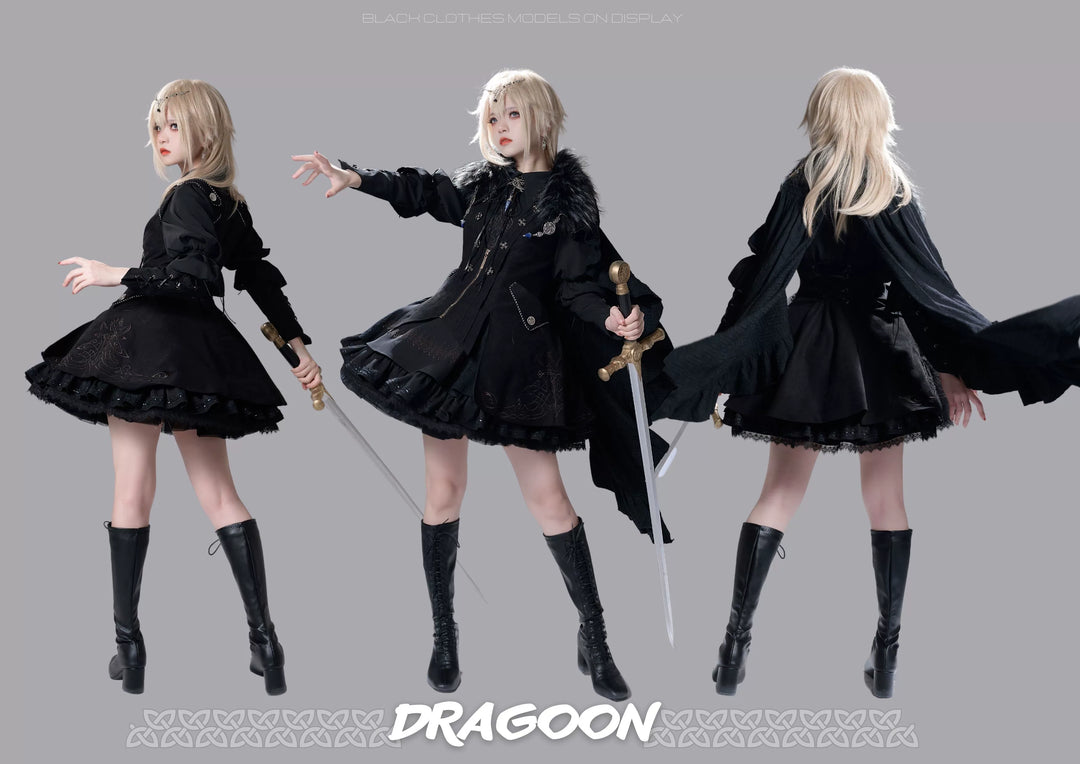 Wuyuzhe~Dragoon Knight 1.0 Version~Western Fantansy Style Suit Embroidery Dress Set Double-Sided Vest   