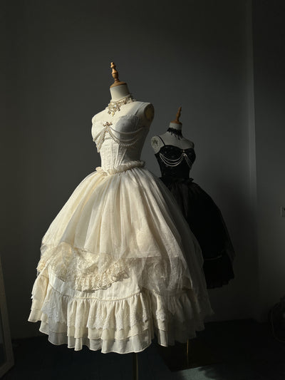 (Buyforme)ZJstory~ Atlantica Star Lolita Fishbone Corset Glamorous Mermaid Skirt XS ivory trailing only 