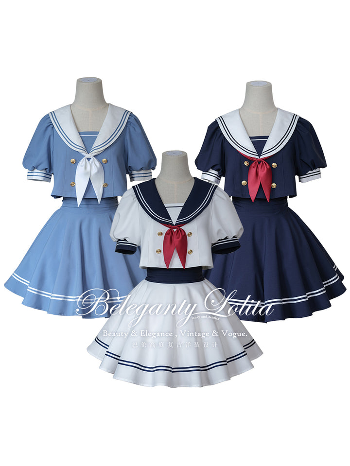 (Buyforme)Beleganty~Vintage Sailor Style Skirt Set Sea and Wind   