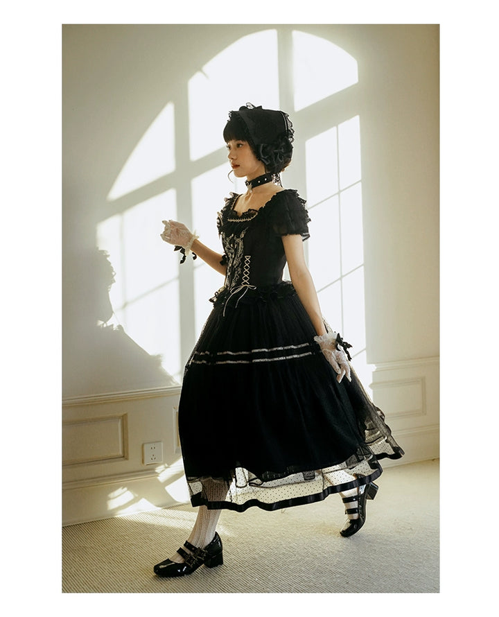 Nuit De Cellophane~Wild Swan~Elegant Lolita Dress Suit with Swan Embroidery