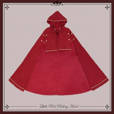 Your princess~Sweet Lolita Red OP Dress Set for Christmas S cloak with hat 