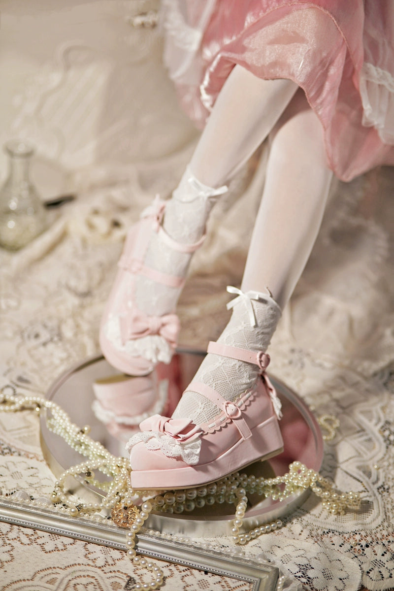 Jiujiu Lolita - Milky Puff - Sweet Lolita Heels Shoes, Round Toe With Petite Wedge 43858:787855